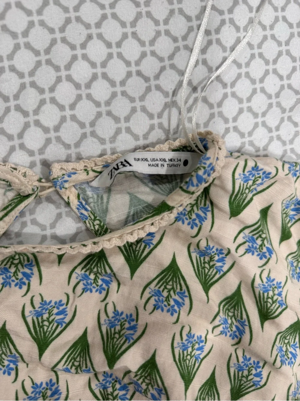 Beige Floral Tie-Front Women's Top